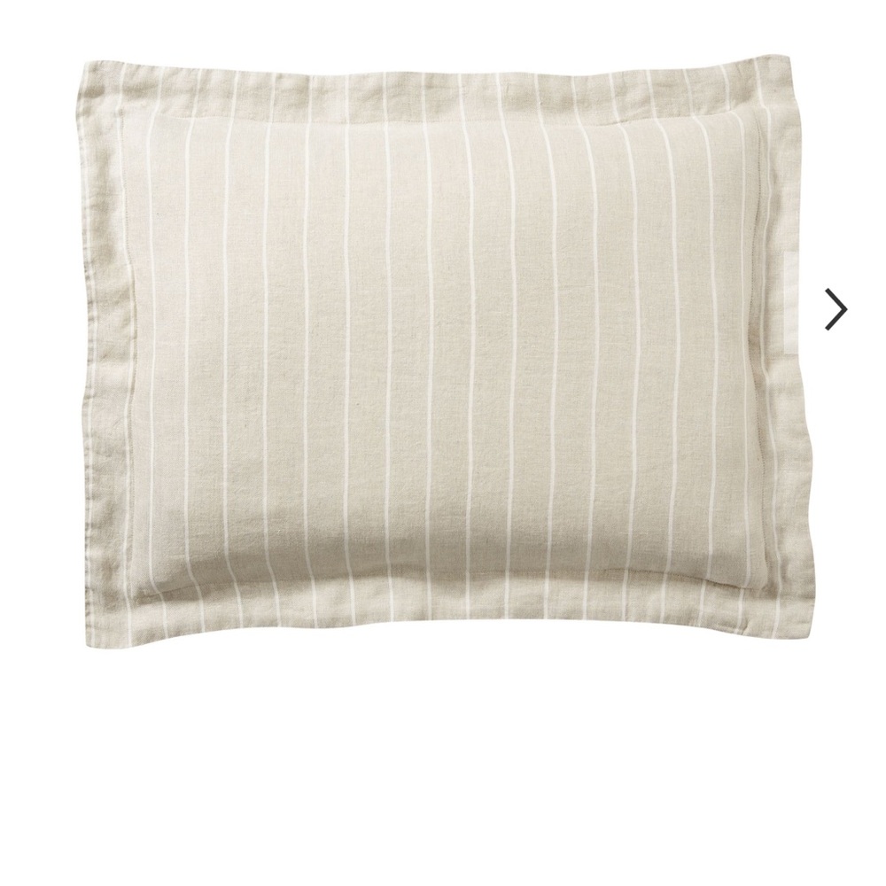 Pottery Barn Belgian Flax Linen Stripe standard sham 26 x 20  set of two NWT